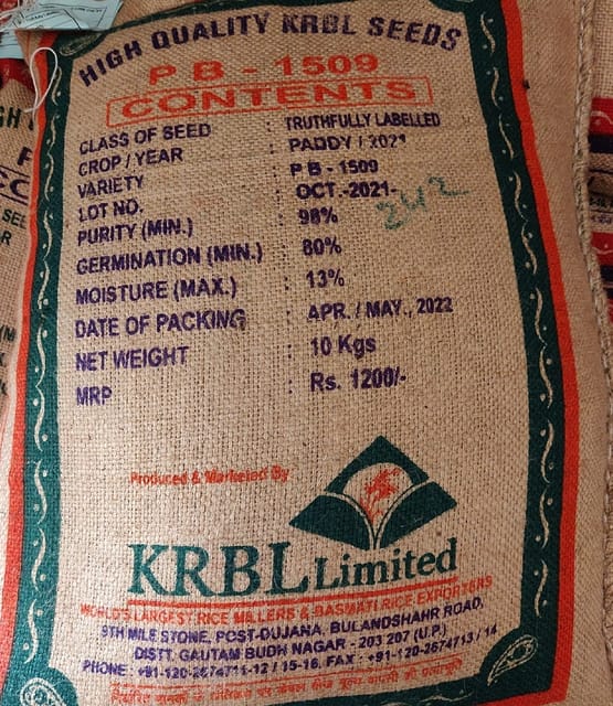 Paddy Seed- PB-1509(T/L)